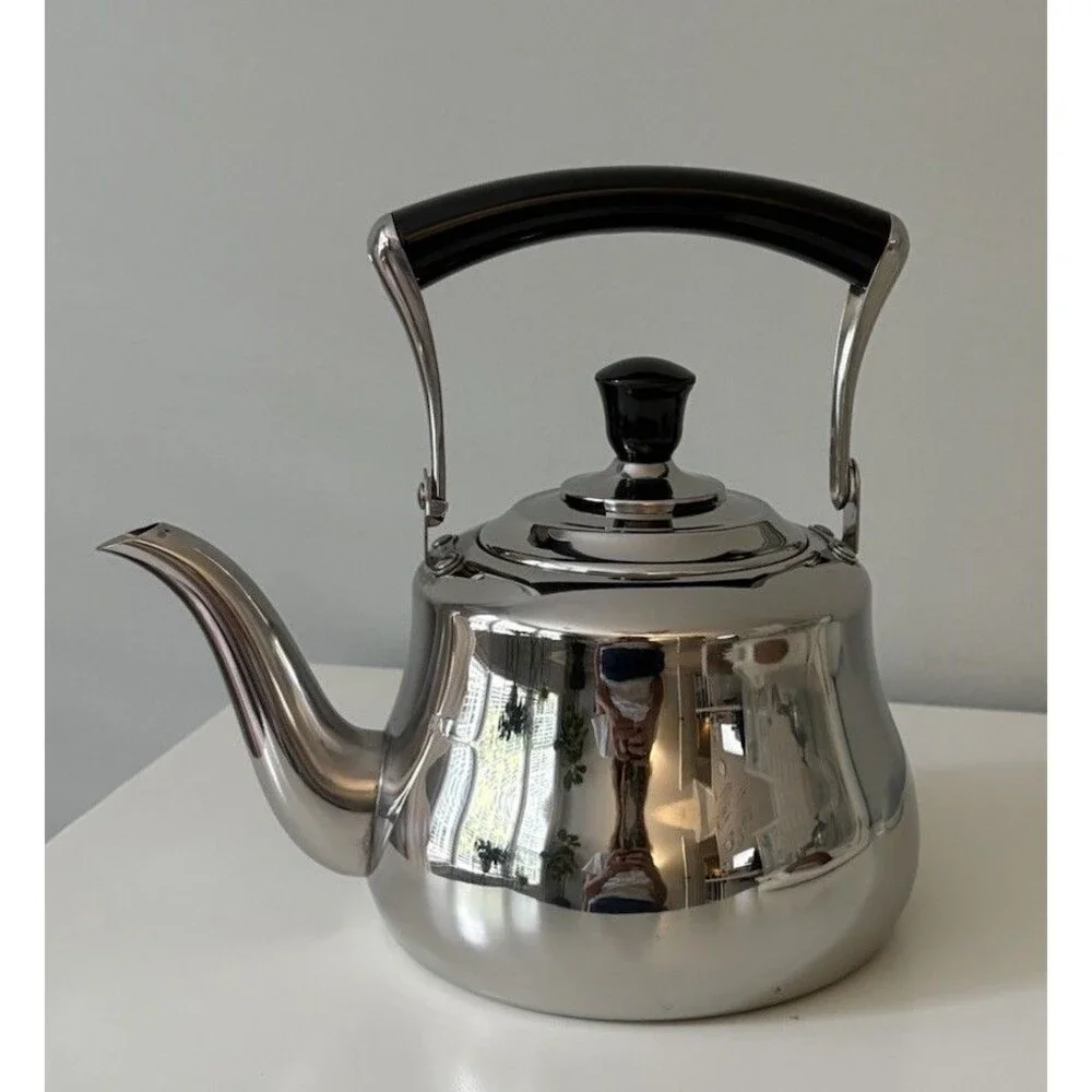 Potobelo Stainless Steel Tea Kettle Swan Neck Black Handle Stovetop Leak Proof